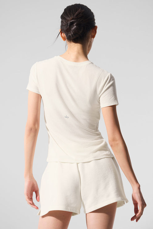 alo Women's Ribbed Sea Coast Tee - Ivory