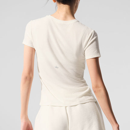 alo Women's Ribbed Sea Coast Tee - Ivory