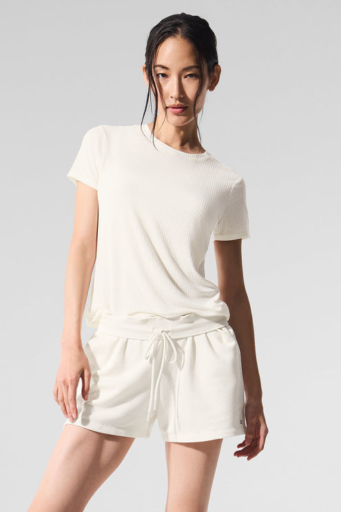alo Women's Ribbed Sea Coast Tee - Ivory