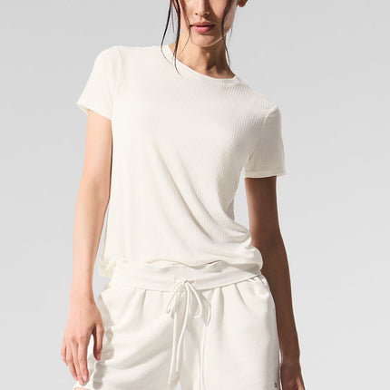 alo Women's Ribbed Sea Coast Tee - Ivory