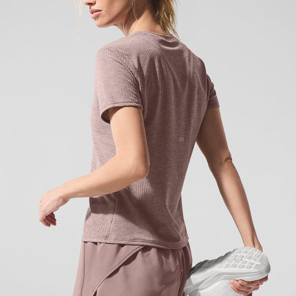 alo Women's Ribbed Sea Coast Tee - Mushroom Heather