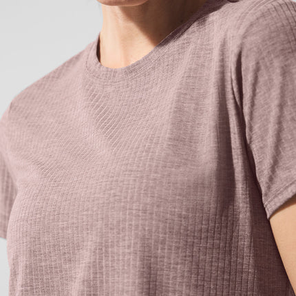 alo Women's Ribbed Sea Coast Tee - Mushroom Heather
