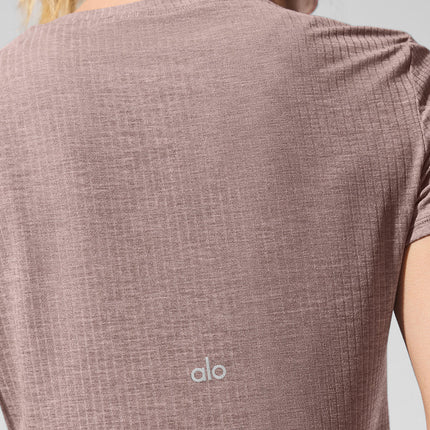 alo Women's Ribbed Sea Coast Tee - Mushroom Heather