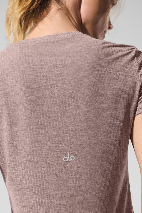 alo Women's Ribbed Sea Coast Tee - Mushroom Heather