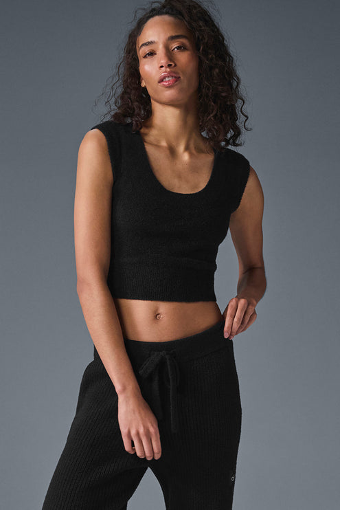 alo Women's Snuggle Up Sweater Short Sleeve - Black