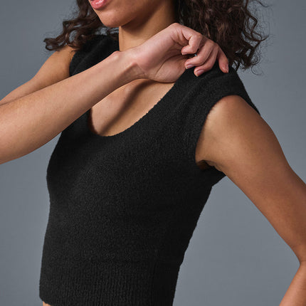 alo Women's Snuggle Up Sweater Short Sleeve - Black