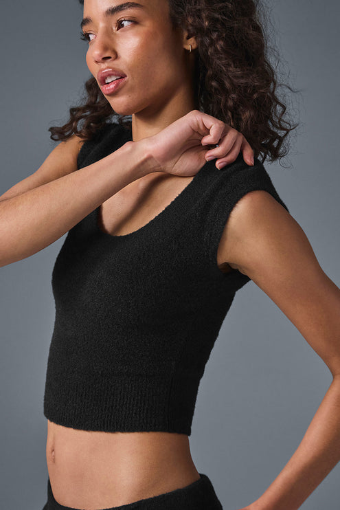 alo Women's Snuggle Up Sweater Short Sleeve - Black