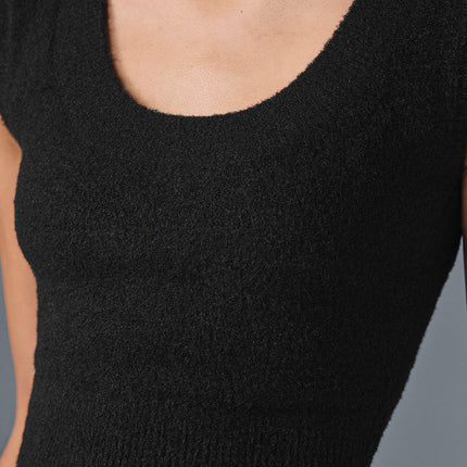 alo Women's Snuggle Up Sweater Short Sleeve - Black