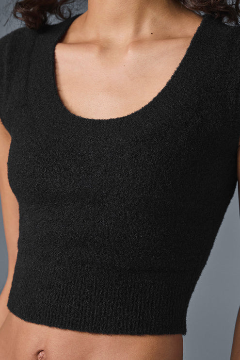 alo Women's Snuggle Up Sweater Short Sleeve - Black