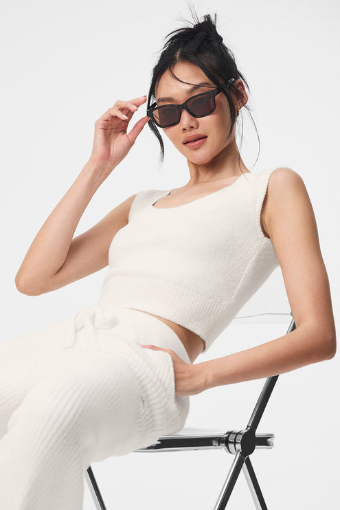 alo Women's Snuggle Up Sweater Short Sleeve - Ivory