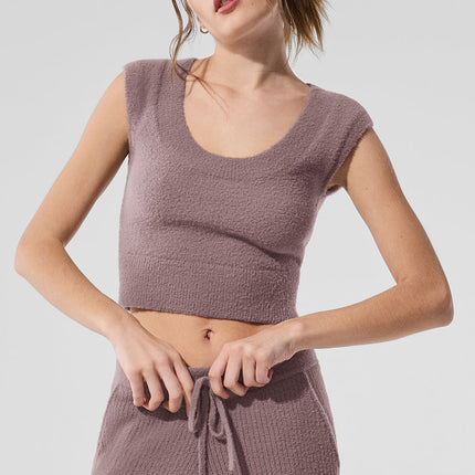 alo Women's Snuggle Up Sweater Short Sleeve - Mushroom