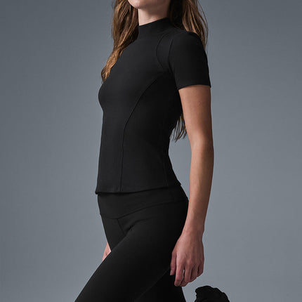 alo Women's Ribbed Mesmerize Short Sleeve - Black