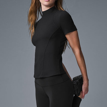 alo Women's Ribbed Mesmerize Short Sleeve - Black