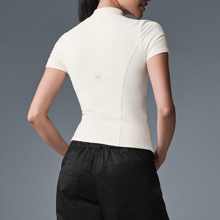 alo Women's Ribbed Mesmerize Short Sleeve - Ivory