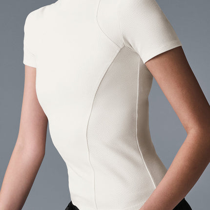 alo Women's Ribbed Mesmerize Short Sleeve - Ivory
