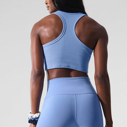 alo Women's Aspire Tank - Crystal Clear Blue/White
