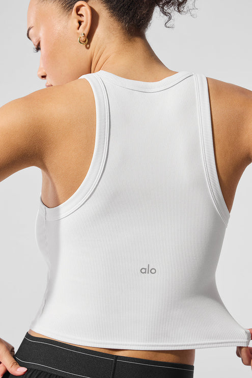alo Women's Goddess Ribbed Go-To Tank - White
