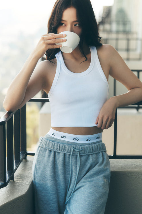 alo Women's Goddess Ribbed Go-To Tank - White