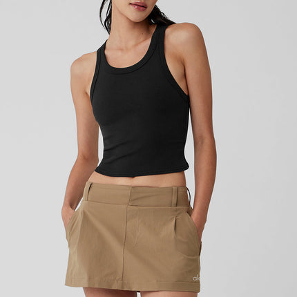 alo Women's Goddess Ribbed Go-To Tank - Black