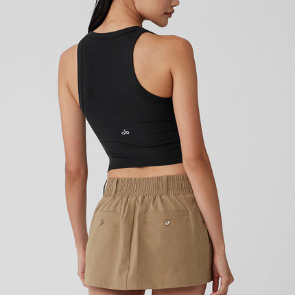 alo Women's Goddess Ribbed Go-To Tank - Black