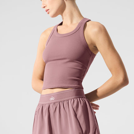 alo Women's Goddess Ribbed Go-To Tank - Smoky Quartz