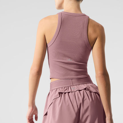 alo Women's Goddess Ribbed Go-To Tank - Smoky Quartz