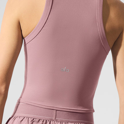 alo Women's Goddess Ribbed Go-To Tank - Smoky Quartz