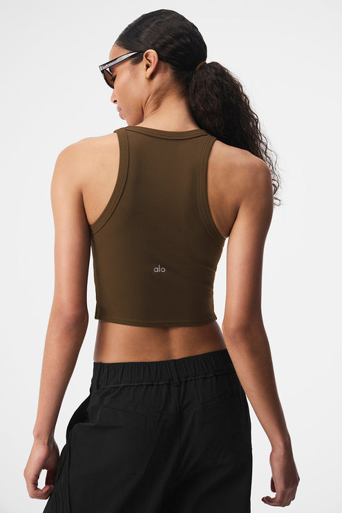 alo Women's Goddess Ribbed Go-To Tank - Espresso