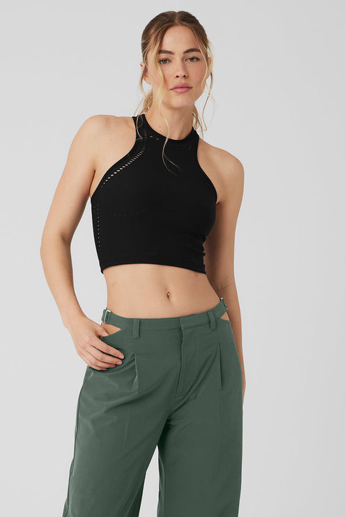 alo Women's Seamless Open Air Racerback Tank - Black