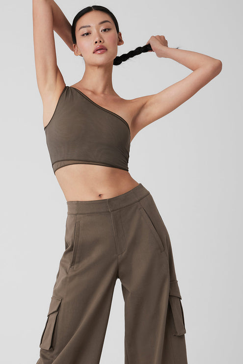 alo Women's Mesh Sheer Illusion Tank - Olive Tree