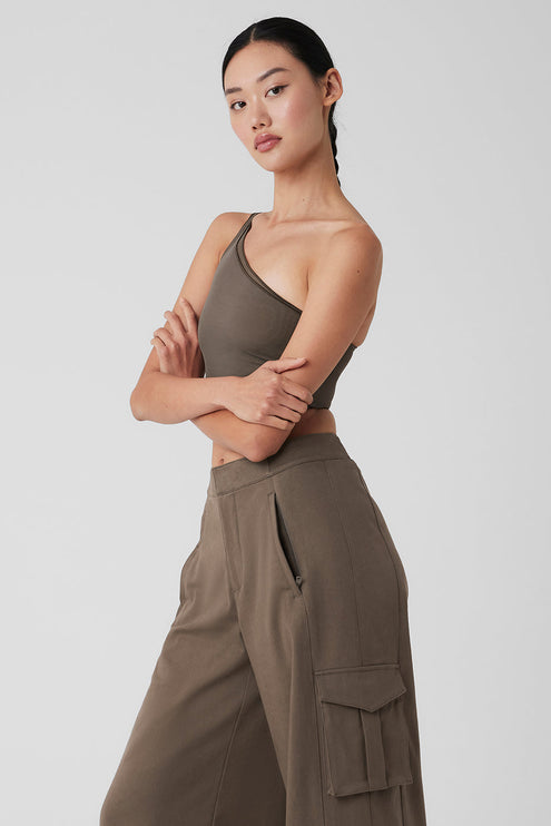 alo Women's Mesh Sheer Illusion Tank - Olive Tree