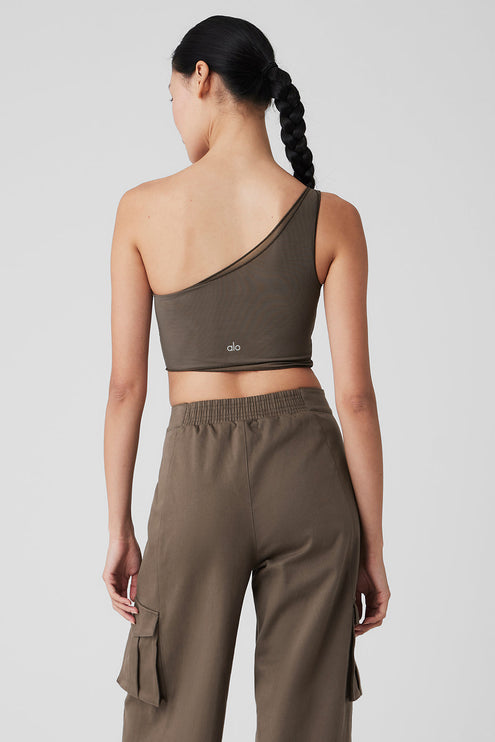alo Women's Mesh Sheer Illusion Tank - Olive Tree