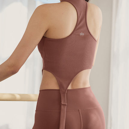 alo Women's Alosoft Ribbed Revelation Tank - Chestnut
