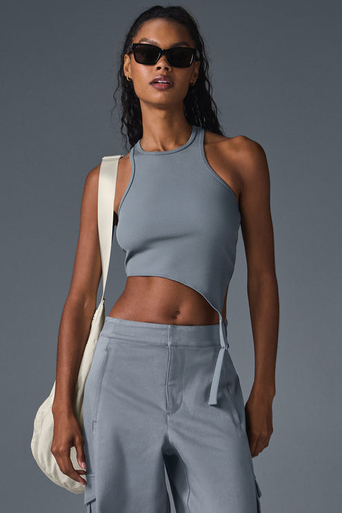 alo Women's Alosoft Ribbed Revelation Tank - Steel Grey