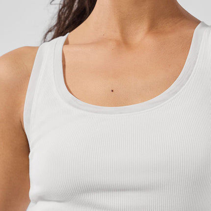 alo Women's Ribbed Mesh Secret Tank - White