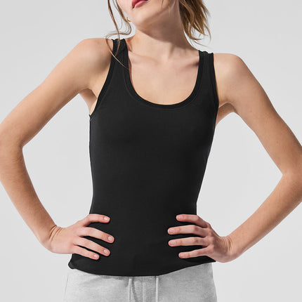 alo Women's Ribbed Mesh Secret Tank - Black