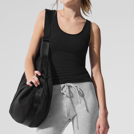 alo Women's Ribbed Mesh Secret Tank - Black