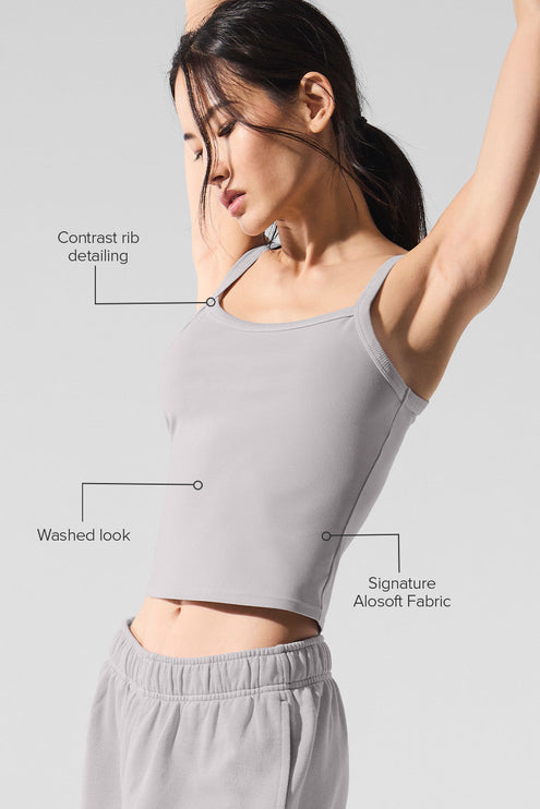 alo Women's Washed Alosoft Sweet Talker Tank - Grey Sky Wash