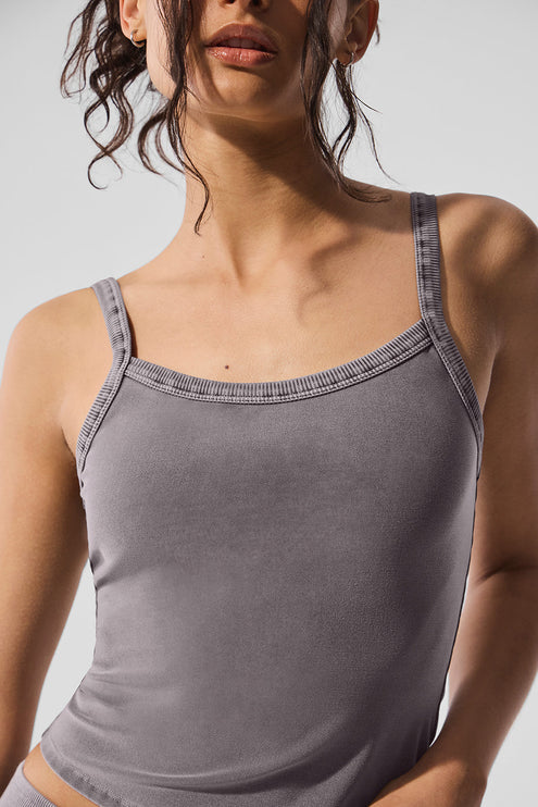 alo Women's Washed Alosoft Sweet Talker Tank - Cool Grey Wash