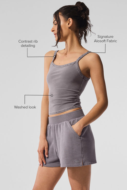 alo Women's Washed Alosoft Sweet Talker Tank - Cool Grey Wash