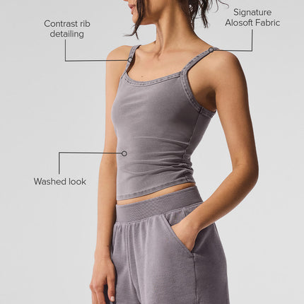 alo Women's Washed Alosoft Sweet Talker Tank - Cool Grey Wash