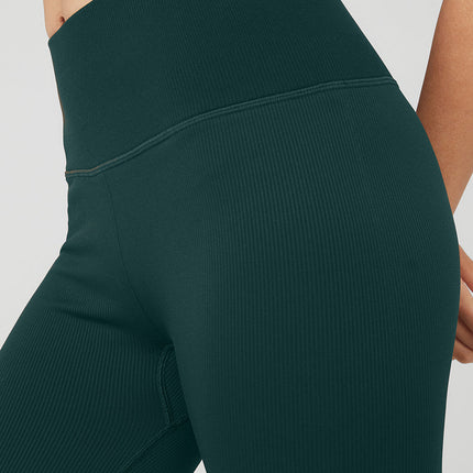 alo Women's Seamless High-Waist Ribbed Legging - Midnight Green