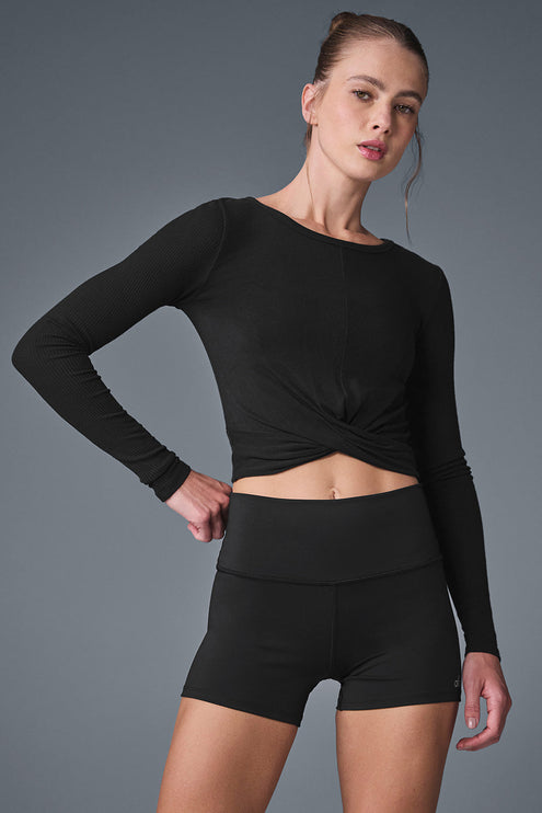 alo Women's Cover Long Sleeve Top - Black