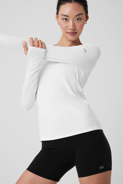 alo Women's Alosoft Finesse Long Sleeve - White