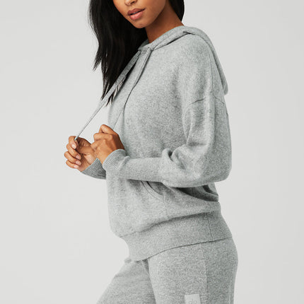 alo Women's Cashmere Jet Set Hoodie - Dove Grey Heather