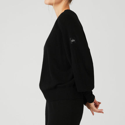 alo Women's Cashmere Jet Set Crew - Black