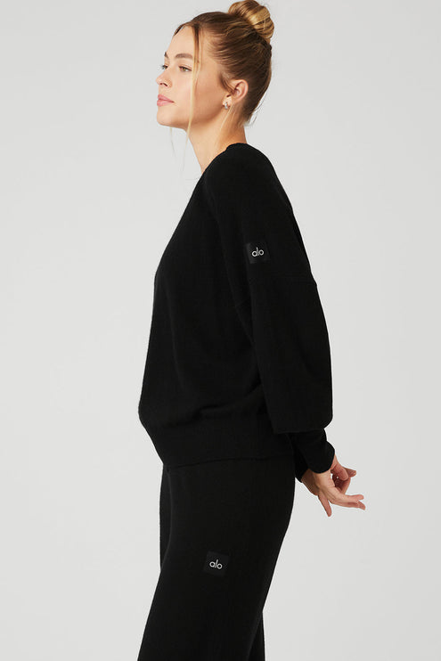 alo Women's Cashmere Jet Set Crew - Black