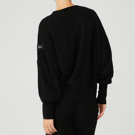 alo Women's Cashmere Jet Set Crew - Black