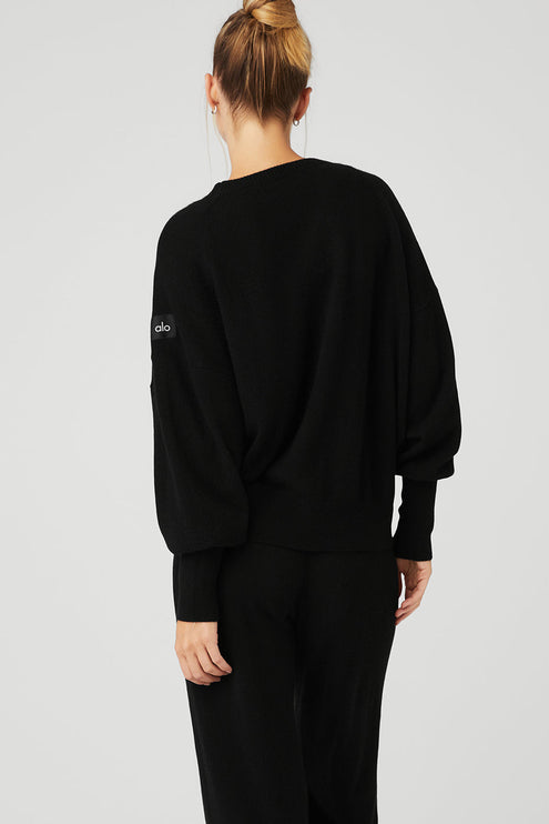alo Women's Cashmere Jet Set Crew - Black