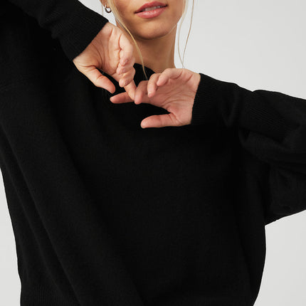 alo Women's Cashmere Jet Set Crew - Black